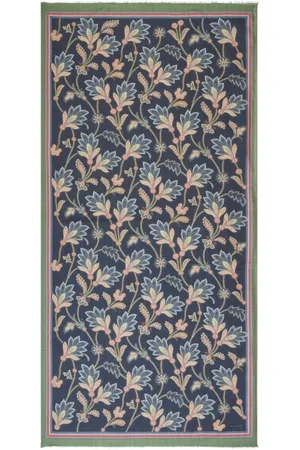 Etro Tilbehør, Herre, Flerfarvet, ONE SIZE, Uld, Grønt Gråt Blomstret Print Tørklæde