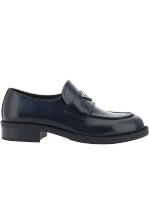 Prada Sko, Herre, Sort, 38 1/2 EU, Læder, Præget læder loafers med firkantet tå