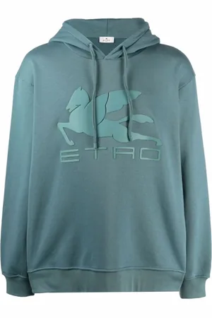 Etro Sweathshirts & Hoodies, Herre, Blå, S, Bomuld, Pegasus Logo Hoodie