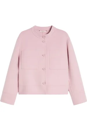 Max Mara Jakke, Dame, Lyserød, XL, Uld, Kort uldjakke med mandarinkrave