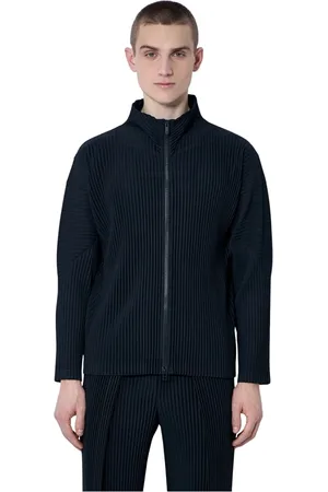 Issey Miyake Sweathshirts & Hoodies, Herre, Sort, XL, Polyester, Plisseret Zip-Up Skjorte