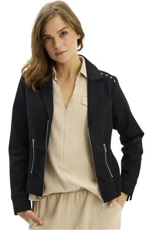 In Front Jakke, Dame, Sort, M, Uld, Stilfuld Sort Jakke Blazer