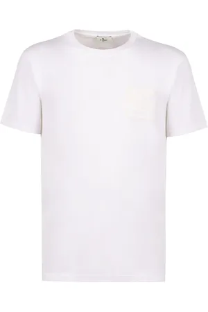 Etro Top, Herre, Hvid, XL, Bomuld, Ribstrikket Crew-Neck T-shirt