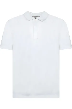CANALI Top, Herre, Hvid, 2XL, Bomuld, Elegant Polo med Kontrastkrave
