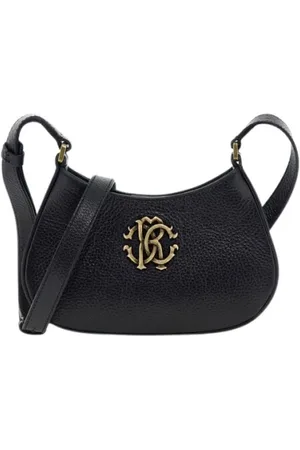 Roberto Cavalli Taske, Dame, Sort, ONE SIZE, Uld, Monogram Skuldertaske Sort Kvindelig Italien