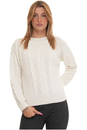 Suncoo Strik, Dame, Hvid, L, Uld, Cable Knit Rundhalset Pullover