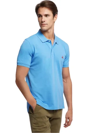 Brooks Brothers Top, Herre, Blå, L, Bomuld, Ekstra-slank pasform kortærmet Supima bomulds polo shirt