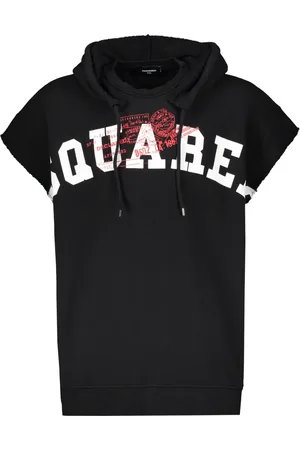 Dsquared2 Sweathshirts & Hoodies, Herre, Sort, M, Bomuld, Maxi Print Cotton Sleeveless Hoodie