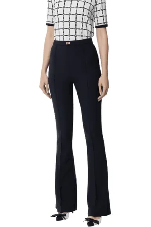 Elisabetta Franchi Bukser, Dame, Sort, M, Uld, Sort Flare Crêpe Bukser