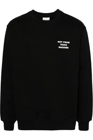 Drôle de Monsieur Sweathshirts & Hoodies, Herre, Sort, XL, Bomuld, Sort bomulds sweater med rund hals