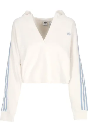 adidas Sweathshirts & Hoodies, Dame, Hvid, M, Bomuld, Cropped V-Neck Hættetrøje