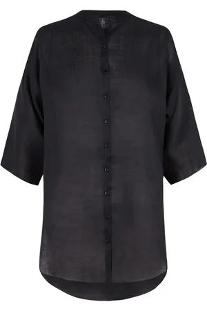 Cortana Bluser & Skjorter, Dame, Sort, L, Mao Collar Top Kimono Ærme
