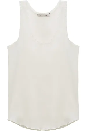 Dorothee Schumacher Top, Dame, Hvid, L, Bomuld, Ribbet Blonde Tank Top