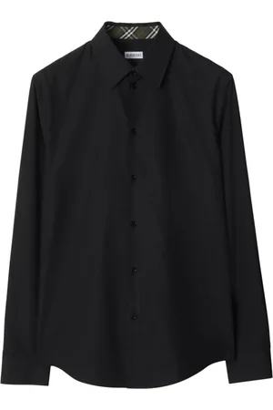 Burberry Skjorte, Herre, Sort, XL, Bomuld, Sort bomuldsskjorte med rytterridder