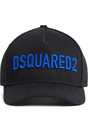 Dsquared2 Tilbehør, Herre, Sort, ONE SIZE, Bomuld, Broderede Logo Bomuldshatte med Spænde