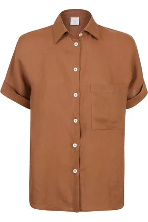 ELEVENTY Bluser & Skjorter, Dame, Brun, S, Linen Skjorte