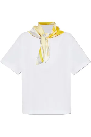 Bottega Veneta Top, Dame, Hvid, S, Bomuld, T-shirt med dekorativt indlæg