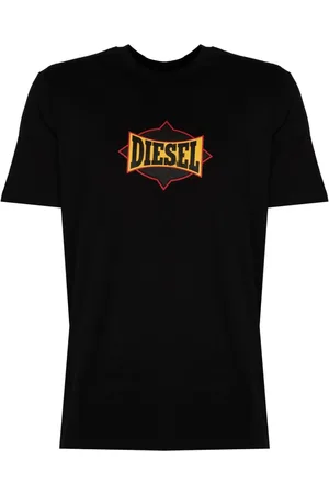 Diesel Top, Herre, Sort, L, Bomuld, Elegant Rundhalset T-shirt med Print