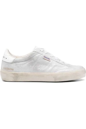 Golden Goose Sko, Dame, Hvid, 37 EU, Læder, Hvide Snøresko med Branddetaljer