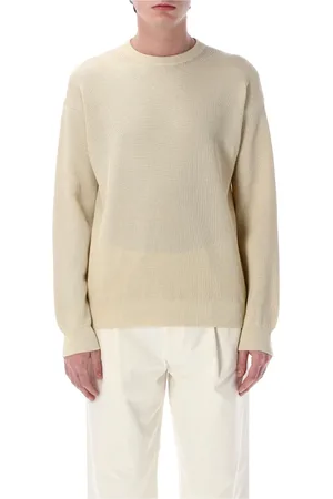 Auralee Strik, Herre, , 2XL, Bomuld, Ribstrikket Ivory Sweatshirt Ss25