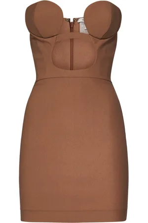 Nensi Dojaka Kjole, Dame, Brun, XS, Brun Kjole Elegant Design Letvægtsstof