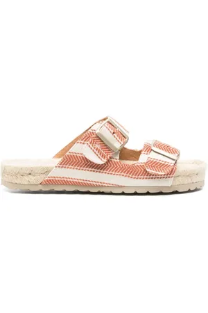 MANEBI Sko, Dame, Lyserød, 40 EU, Bomuld, Rosa Stribet Bomuld Lave Sandaler