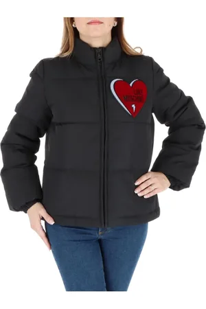 Moschino Jakke, Dame, Sort, S, Uld, Printed Zip-Up Jakke
