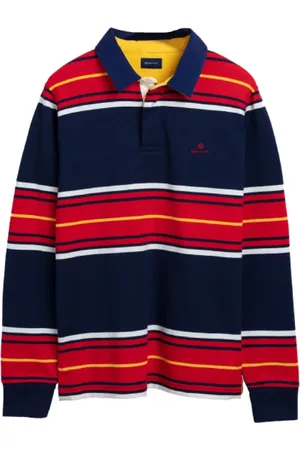 GANT Top, Herre, Blå, 2XL, Uld, Stribet Heavy Rugger T-shirt