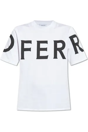 Salvatore Ferragamo Top, Dame, Hvid, S, Bomuld, Logo Print Crewneck T-shirt