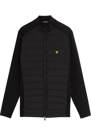 Lyle & Scott Jakke, Herre, Sort, M, Uld, Hybrid Quilted Golfjakke med Fuld Lynlås