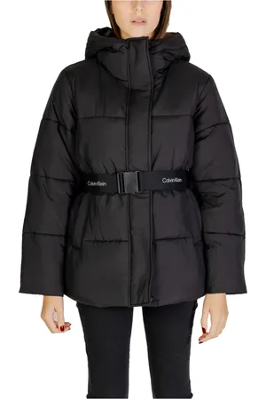 Calvin Klein Jakke, Dame, Sort, L, Uld, Sort zip-up jakke med lommer