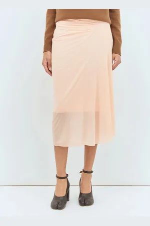 DRIES VAN NOTEN Nederdel, Dame, Lyserød, L, Polyester, Højtaljet Draperet Nederdel