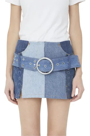 Marine Serre Nederdel, Dame, Blå, S, Denim, Moonogram Denim Nederdel