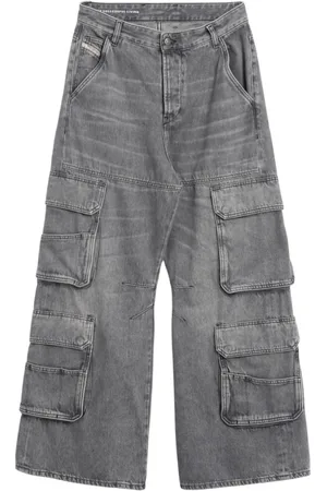 Diesel Jeans, Dame, Grå, W25, Tyl, Cargo Baggy Jeans Urban Style