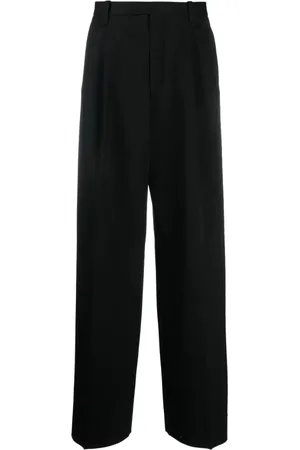 Lanvin Bukser, Herre, Sort, L, Uld, Plisserede Wide Leg Bukser
