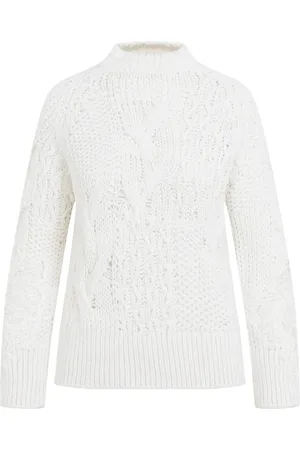 ERMANNO SCERVINO Strik, Dame, Hvid, S, Uld, Uldsweater med blondeindsatser