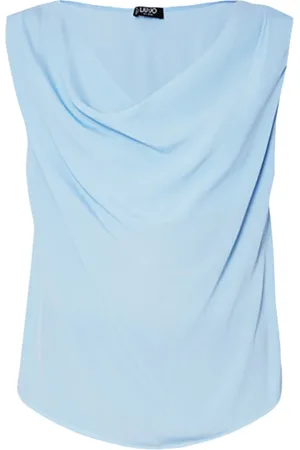 Liu Jo Top, Dame, Blå, M, Silkeblanding Draped Ærmeløs Top
