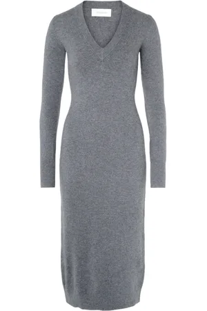 Sportmax Kjole, Dame, Grå, M, Uld, Divo Lang Strikkjole