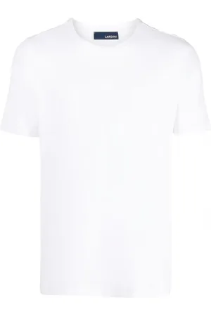 LARDINI Top, Herre, Hvid, 3XL, Bomuld, Rundhalset T-shirt med korte ærmer