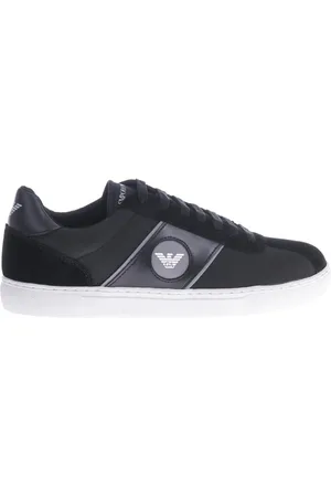 Emporio Armani Sko, Herre, Sort, 42 1/2 EU, Læder, Sneakers