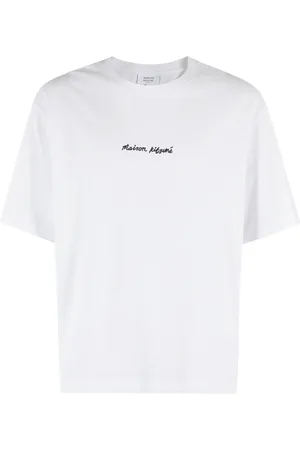 Maison Kitsuné Top, Herre, Hvid, S, Bomuld, Broderet T-shirt i hvid