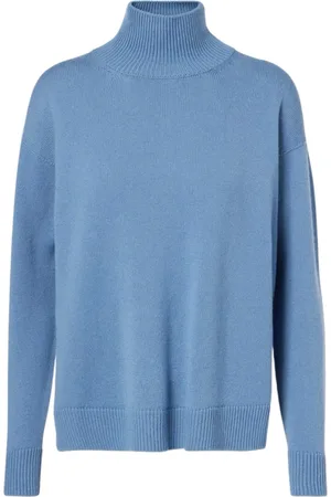 Max Mara Strik, Dame, Blå, L, Uld, Blå Striktrøje Løs Pasform