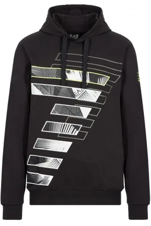 EA7 Sweathshirts & Hoodies, Herre, Sort, S, Uld, Stilfuld Hættetrøje