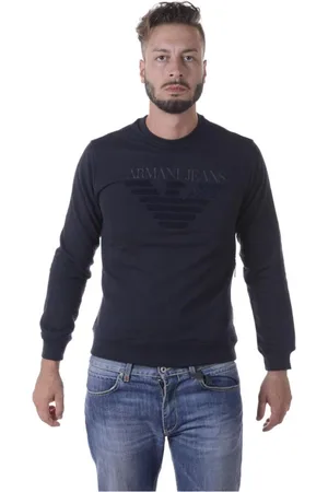 Emporio Armani Sweathshirts & Hoodies, Herre, Blå, XL, Bomuld, Hættetrøje