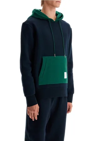 Thom Browne Sweathshirts & Hoodies, Herre, Blå, S, Bomuld, Color Block Hættetrøje