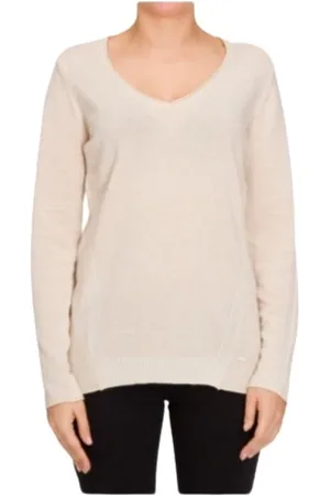 Emporio Armani Top, Dame, , M, Uld, V-hals sweater med ribdetaljer
