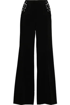 Stella McCartney Bukser, Dame, Sort, 2XS, Sort crepebukser med broderie anglaise
