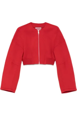 Sportmax Jakke, Dame, Rød, S, Uld, Drop Shoulder Cropped Jakke