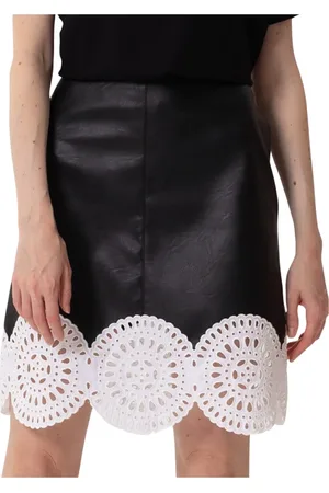Stella McCartney Nederdel, Dame, Sort, M, Læder, Broderet Lædernederdel