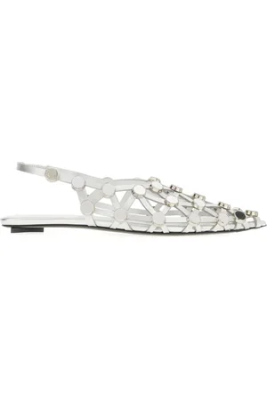 The Attico Sko, Dame, Grå, 37 EU, Grid Rhinestone Slingback Ballerina Sko